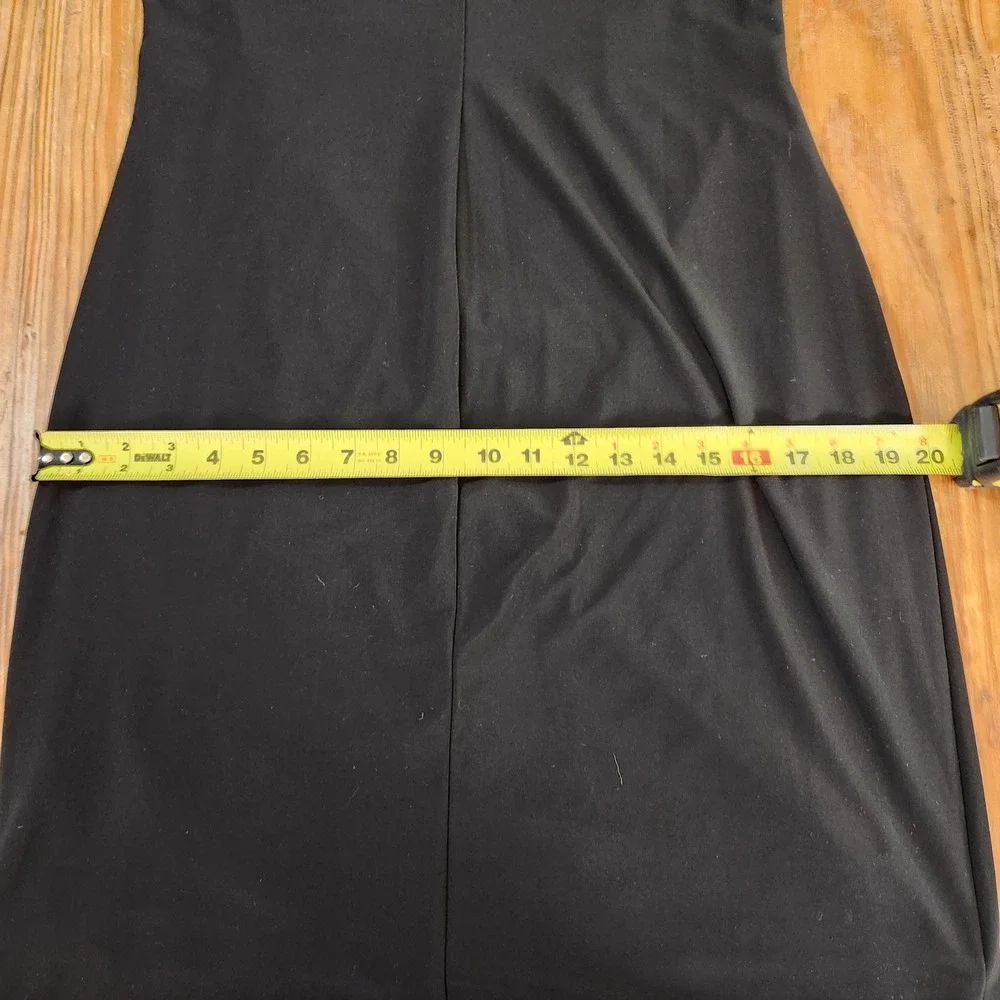 Lauren Ralph Lauren Black Embellished Rhinestone Neck Black Midi Dress LBD Sz 14